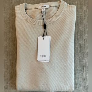 Reiss Men’s Perry Long Sleeve Crew Textured Sweater in Oatmeal Medium NWT